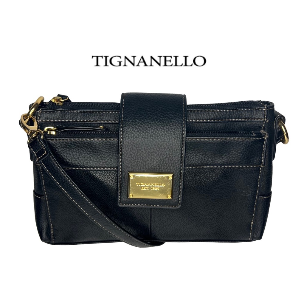 Tignanello | Black Leather Crossbody Purse w/ RFID Blocking Technology Women's